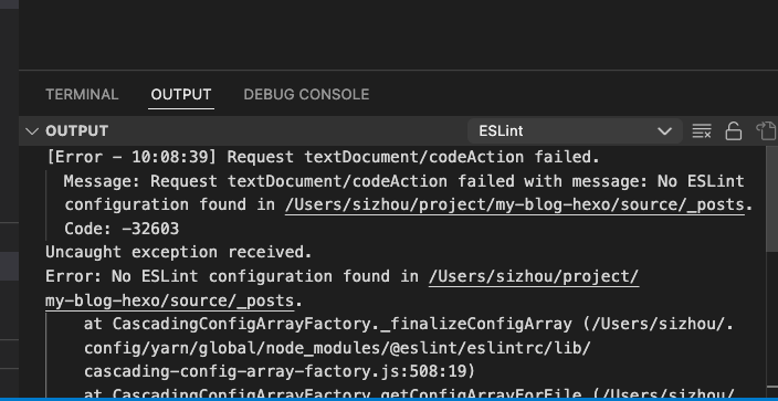 eslint未找到配置文件